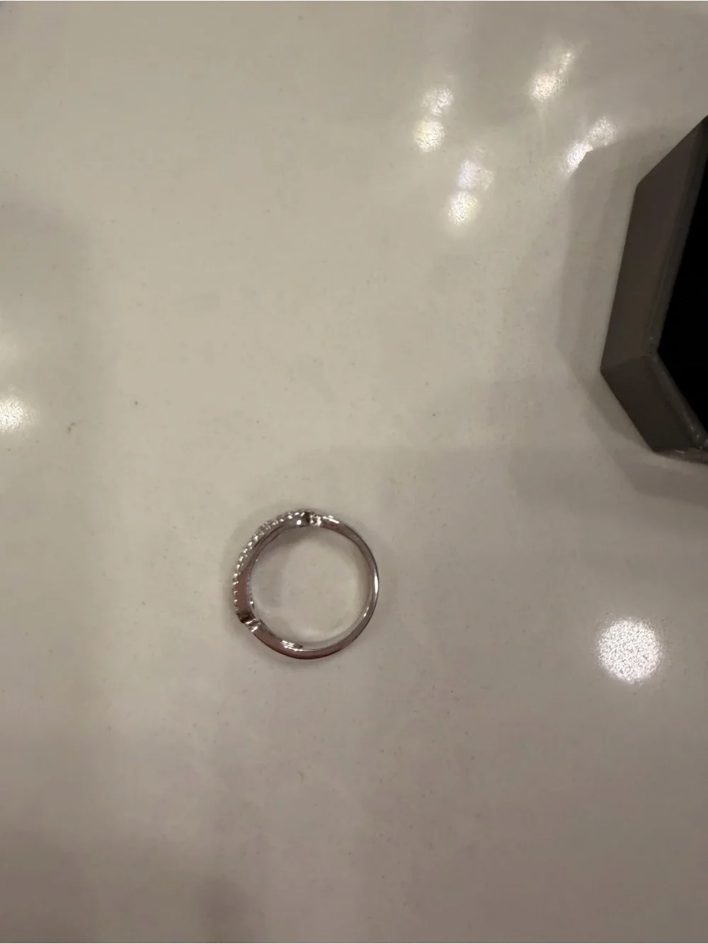 Silver Band Ring with Black Accents - Unbranded